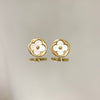 Brinco Trevo madrepérola folheado a ouro 18K