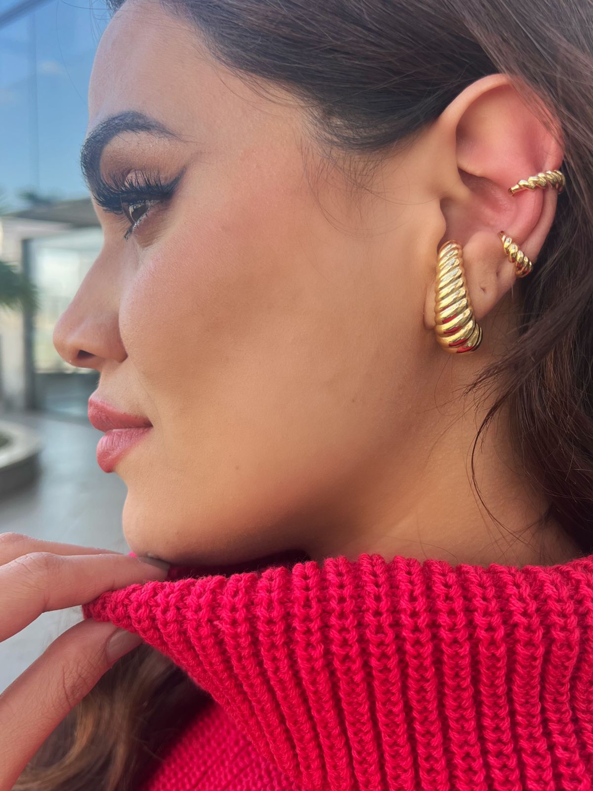 Piercing ondulado folheado a ouro 18k