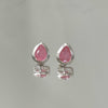 Brinco Gota rosa M folheado a prata
