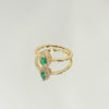 Anel Gota Esmeralda folheado a ouro 18K