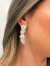 Brinco Folhas cravejadas folheado a prata
