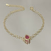 Pulseira Gota Rubi folheada a ouro 18K