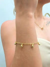 Pulseira Pingentes coração folheada a ouro 18K