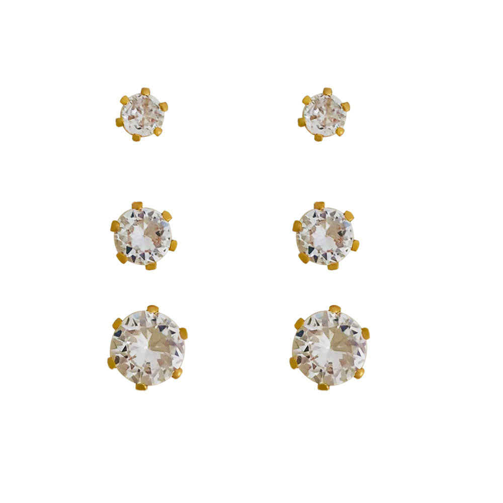 Brinco trio ponto de luz folheado a ouro 18k
