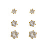 Brinco trio ponto de luz folheado a ouro 18k