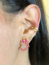 Piercing duas argolas de zircônia colorida, folheado a ouro 18K