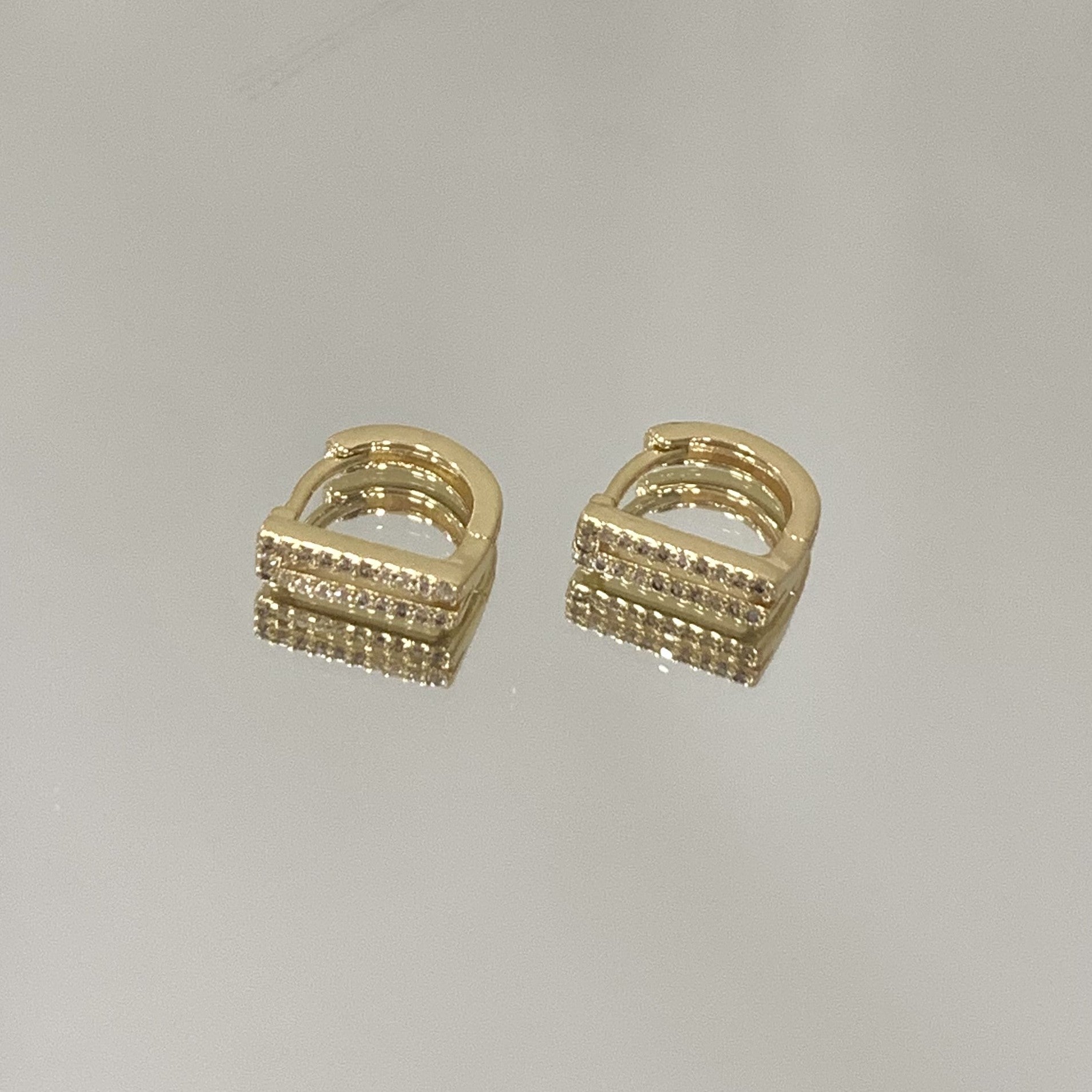 Brinco Argola 2 linhas folheado a ouro 18K