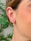 Brinco Esmeraldas pendentes folheado a ouro 18K