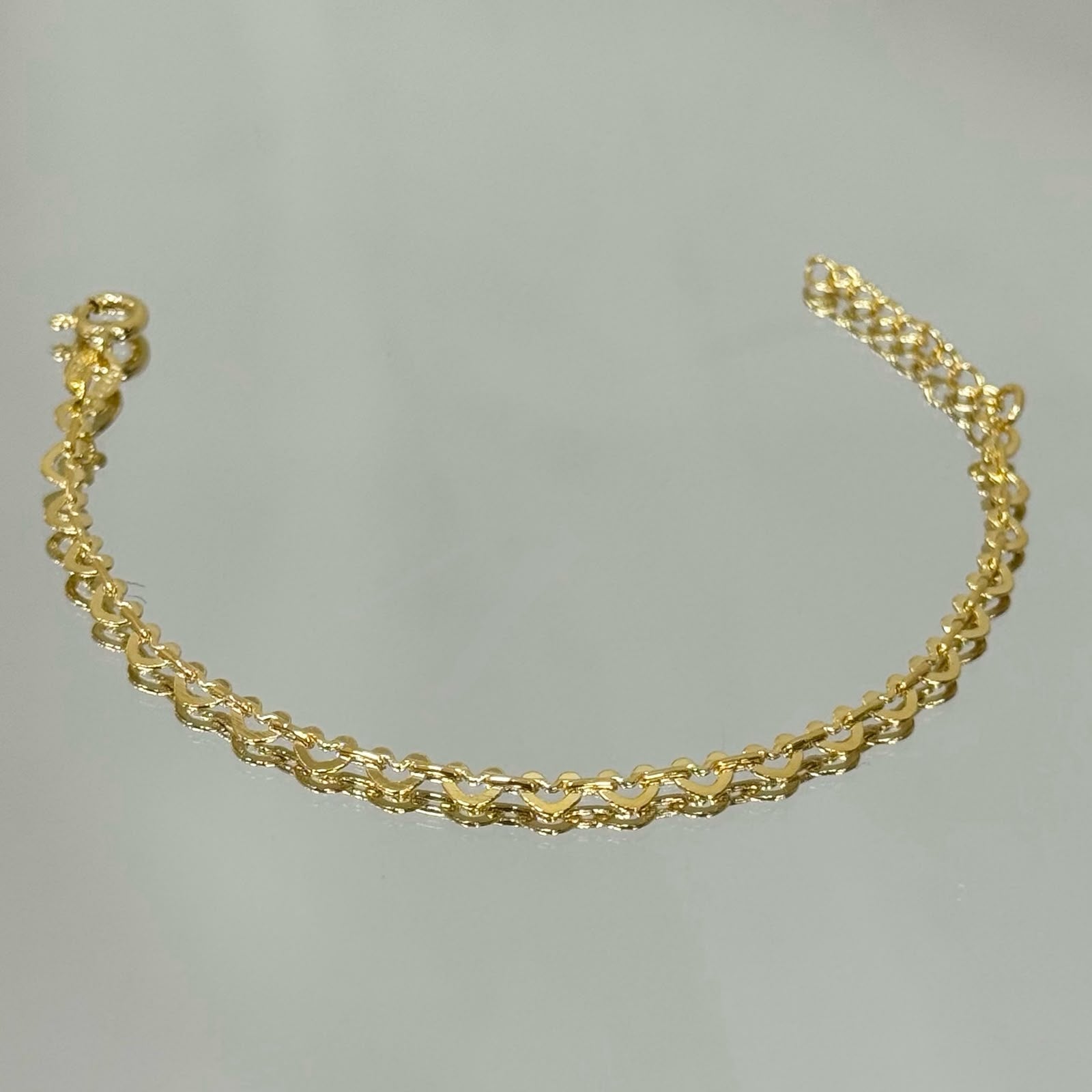Pulseira infantil Corrente corações folheada a ouro 18K
