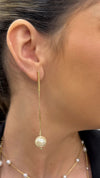 Brinco Pendente Pérola G folheado a ouro 18K