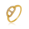 Anel elos com microzirconias folheado em ouro 18K