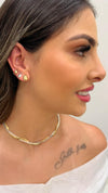 Choker fita folheado a prata