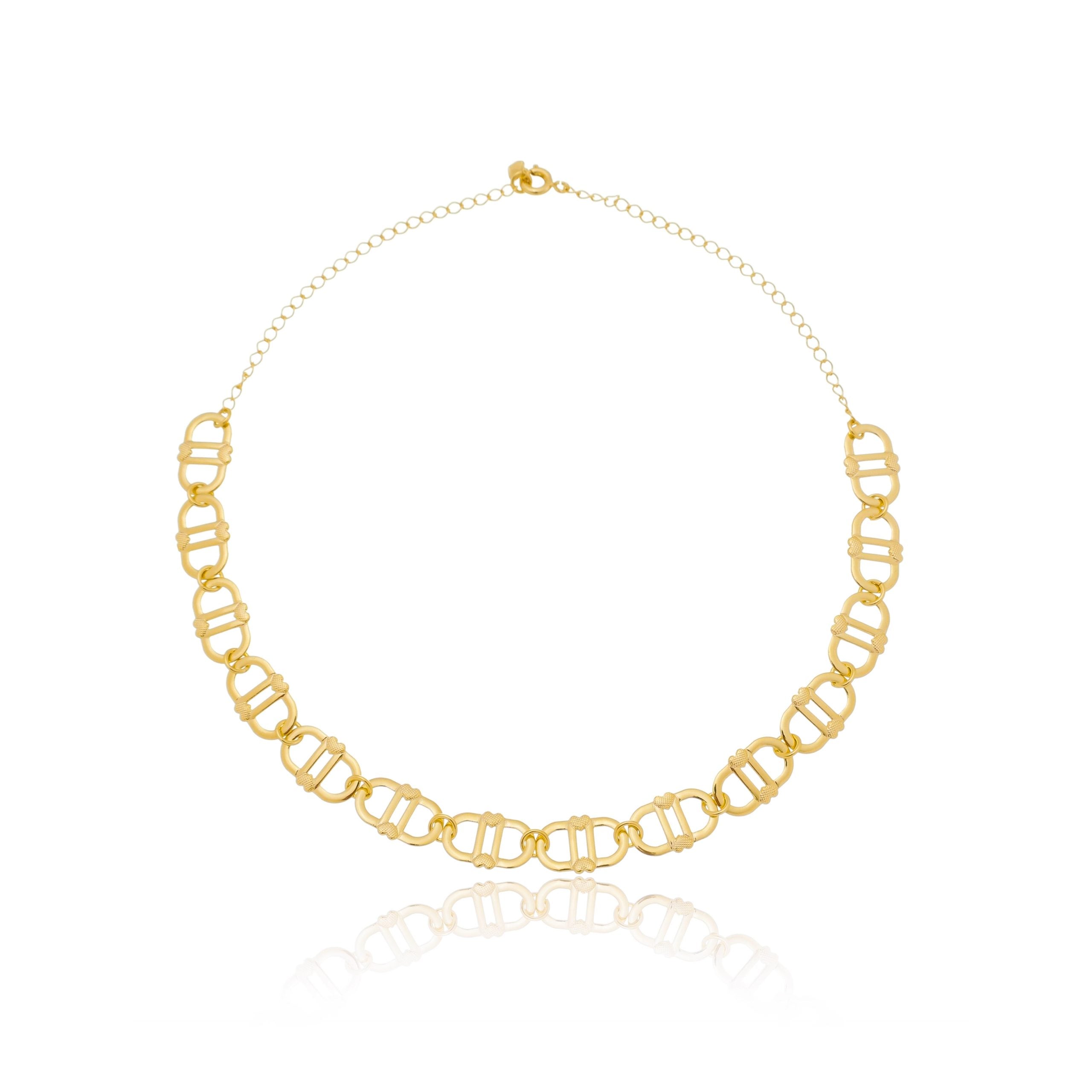 Choker elos unidos folheada a ouro 18K
