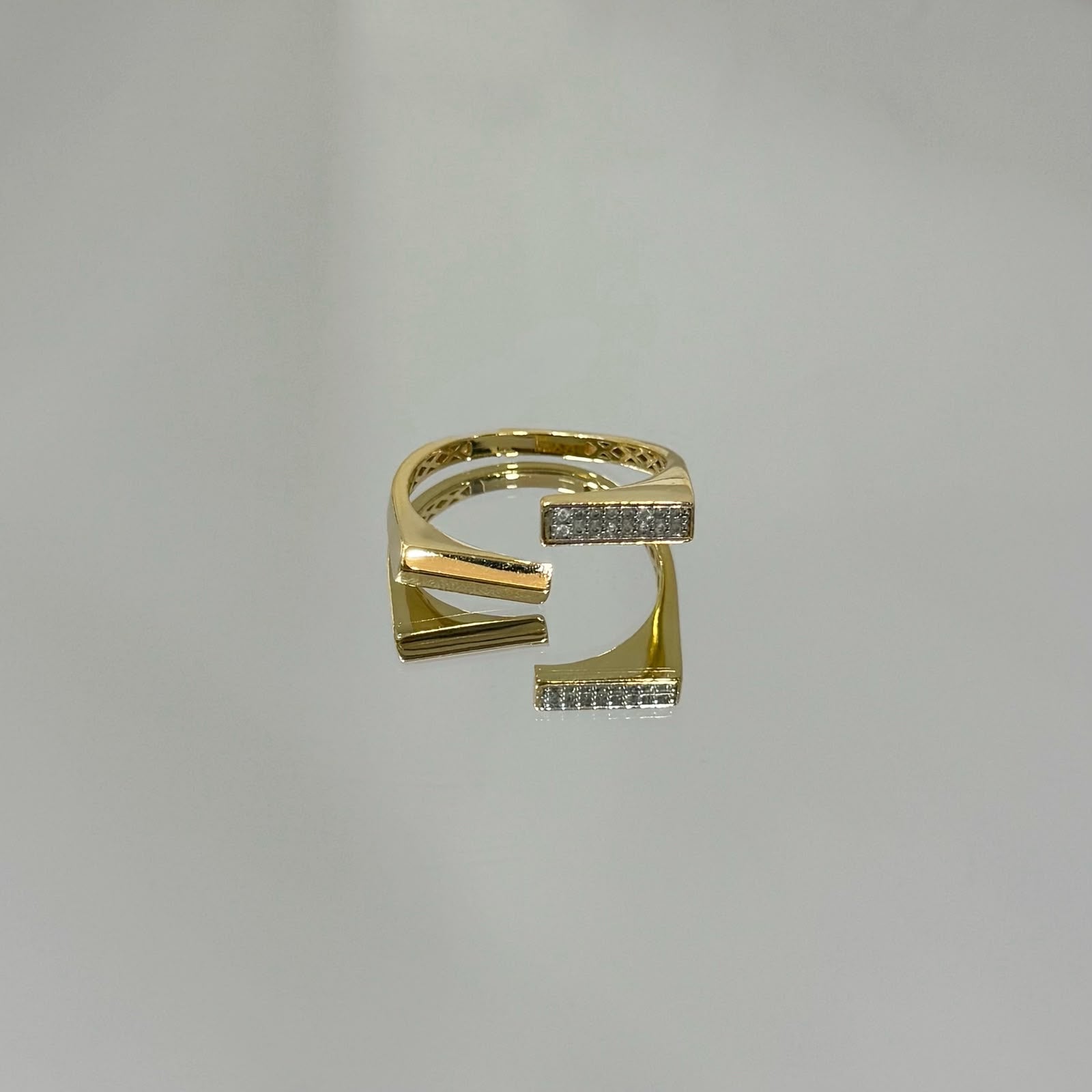 Anel Dois Traços regulável folheado a ouro 18K
