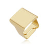 Anel regulável quadrado folheado a ouro 18K