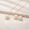 Conjunto de colar e brinco de pérola folheado a ouro 18k