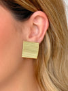 Brinco Quadrado frisado folhado a ouro 18K