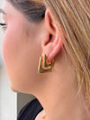 Brinco Argola Quadricírculo folheado a ouro 18K