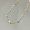 Choker Pérolas ovais folheada a ouro 18K