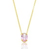 Colar cristal cor quartzo rosa oval folheado a ouro 18k