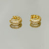 Brinco Argolinha Abaulada 3 fileiras P folheado a ouro 18k