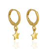 Brinco argola articulada estrela folheado em ouro 18k
