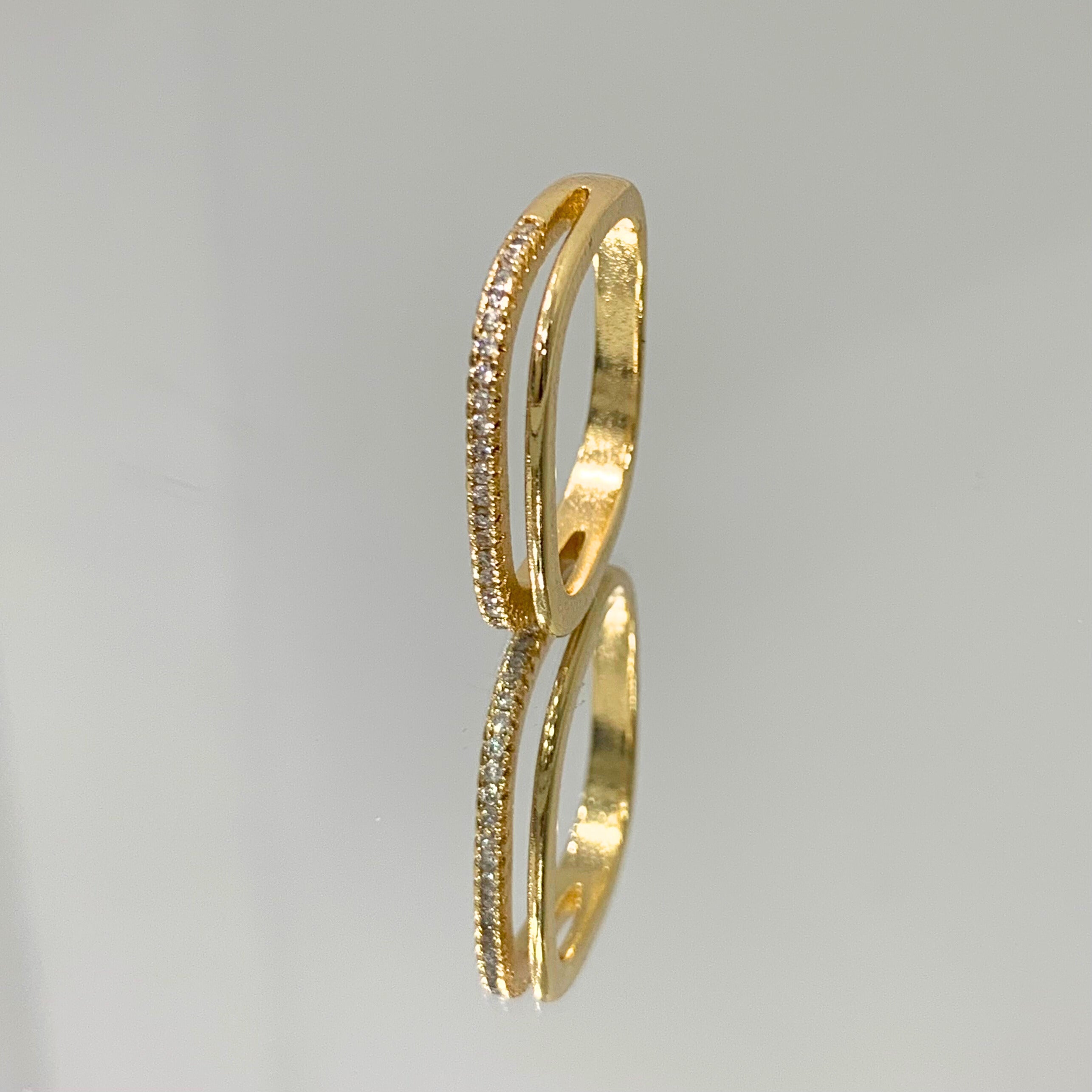 Anel Quadrado Duplo folheado a ouro 18K