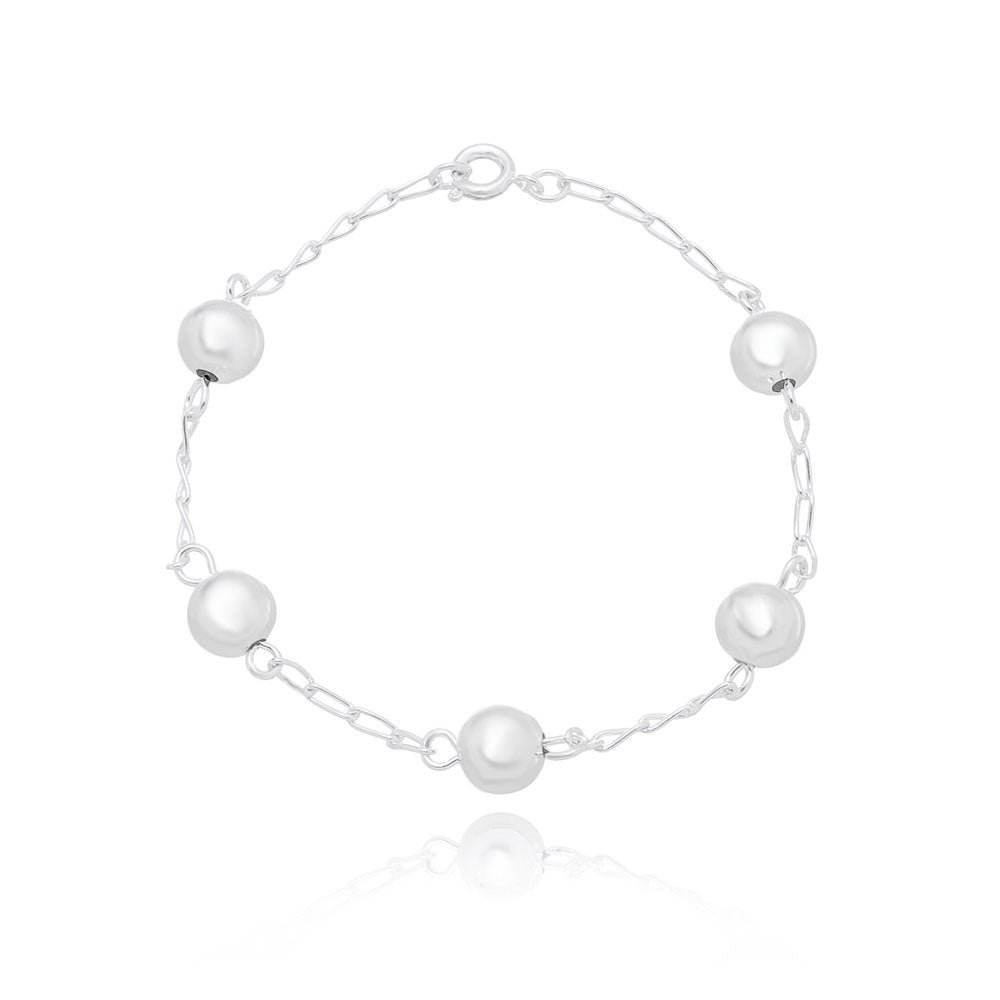 Pulseira 5 bolinhas G folheada a prata