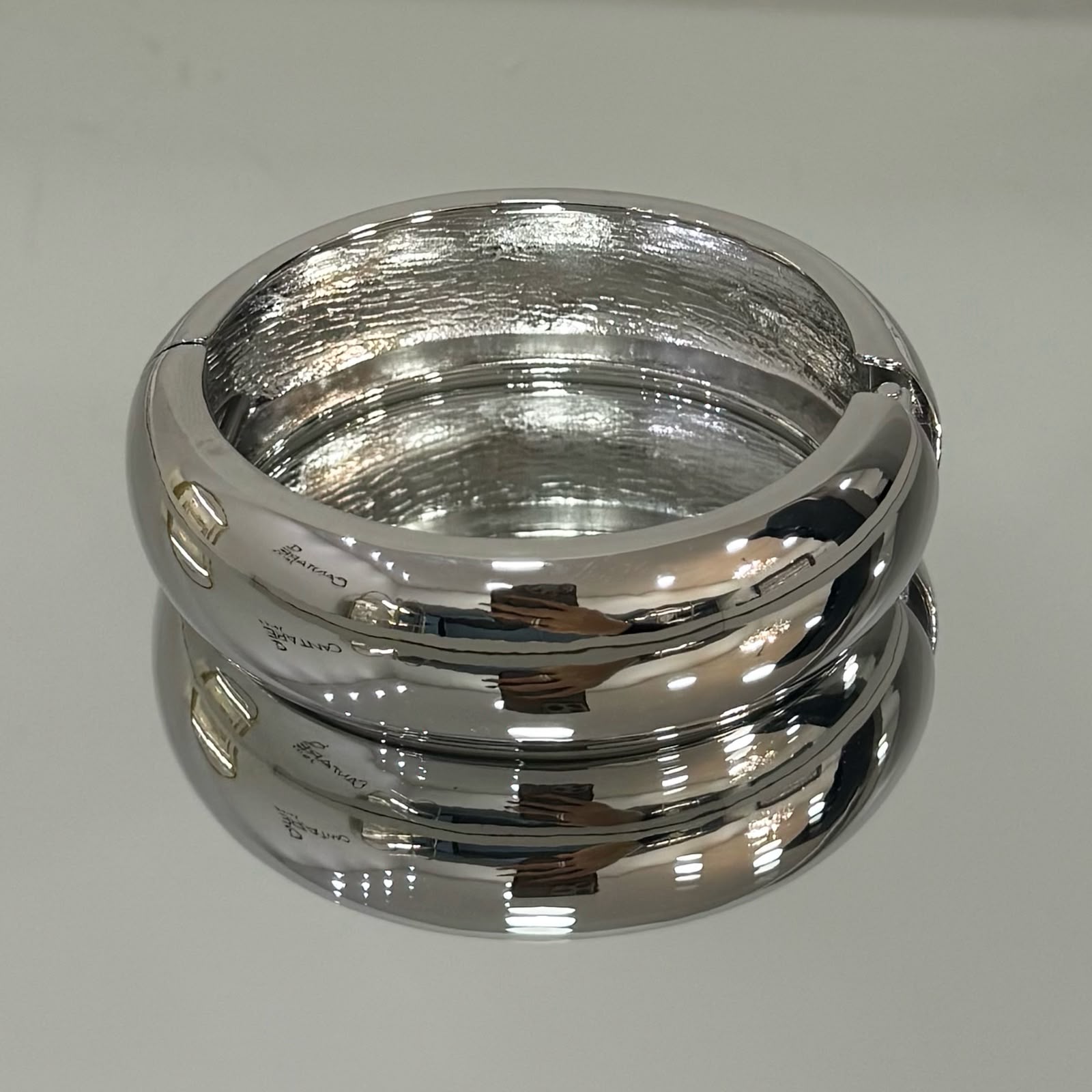 Bracelete Abaulado 3cm folheado a ródio