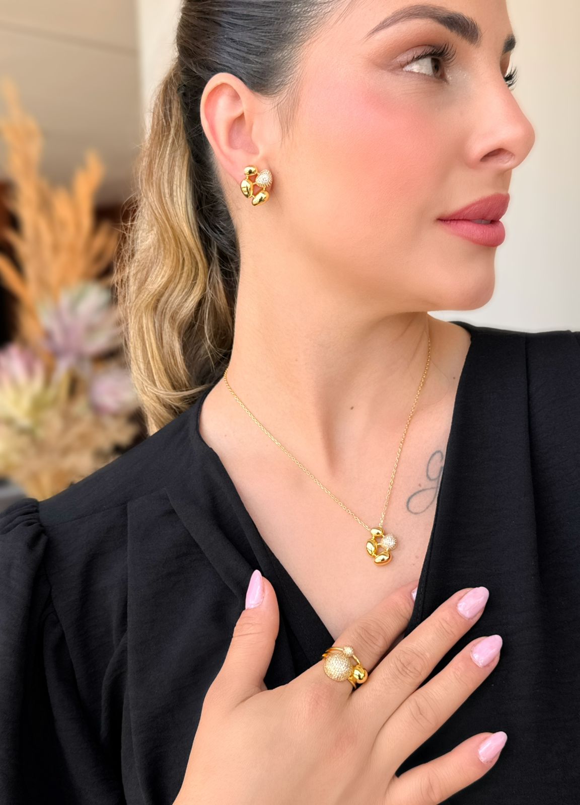 Anel Santiago folheado a ouro 18K