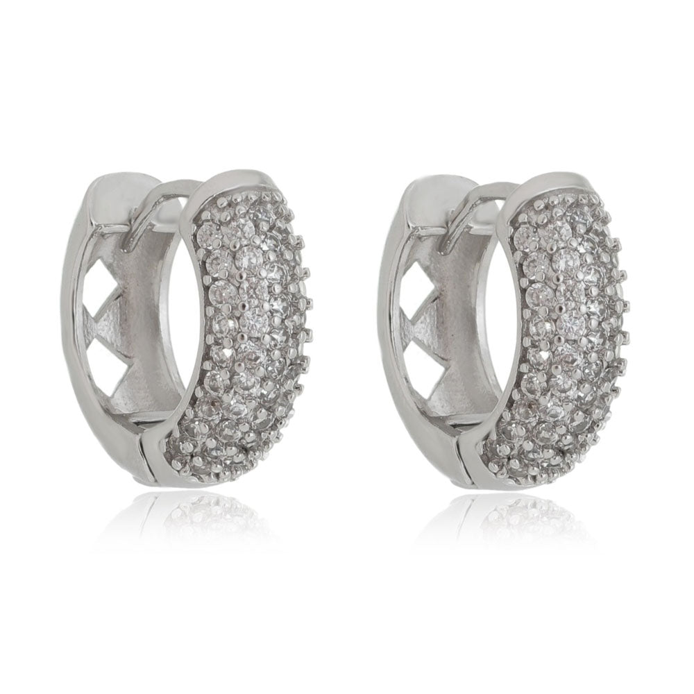 Brinco argola articulada com 7 fileiras microzircônias folheado a ródio branco