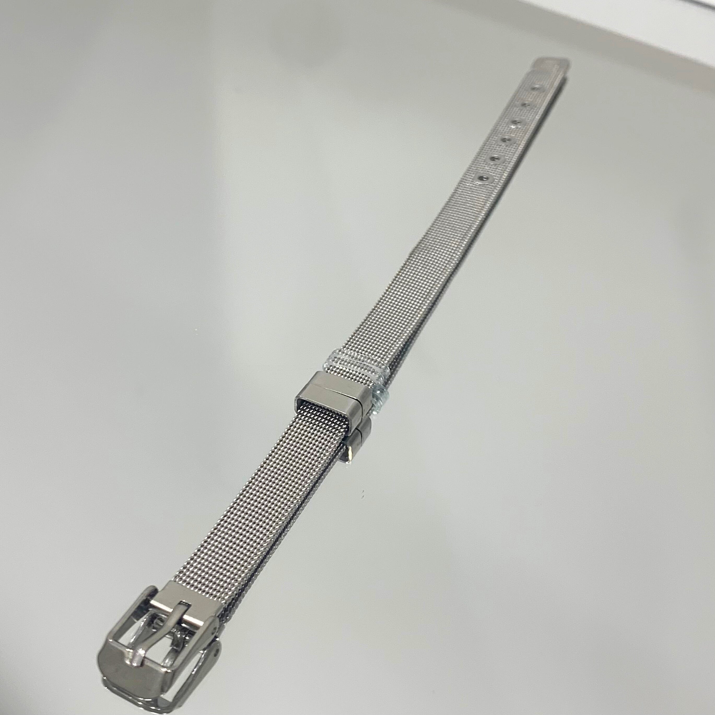 Pulseira Relógio em malha folheada a ródio