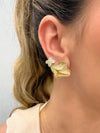Brinco Trevo Texturizado folheado a ouro 18K