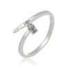 Anel estilo prego com microzirconias folheado em prata