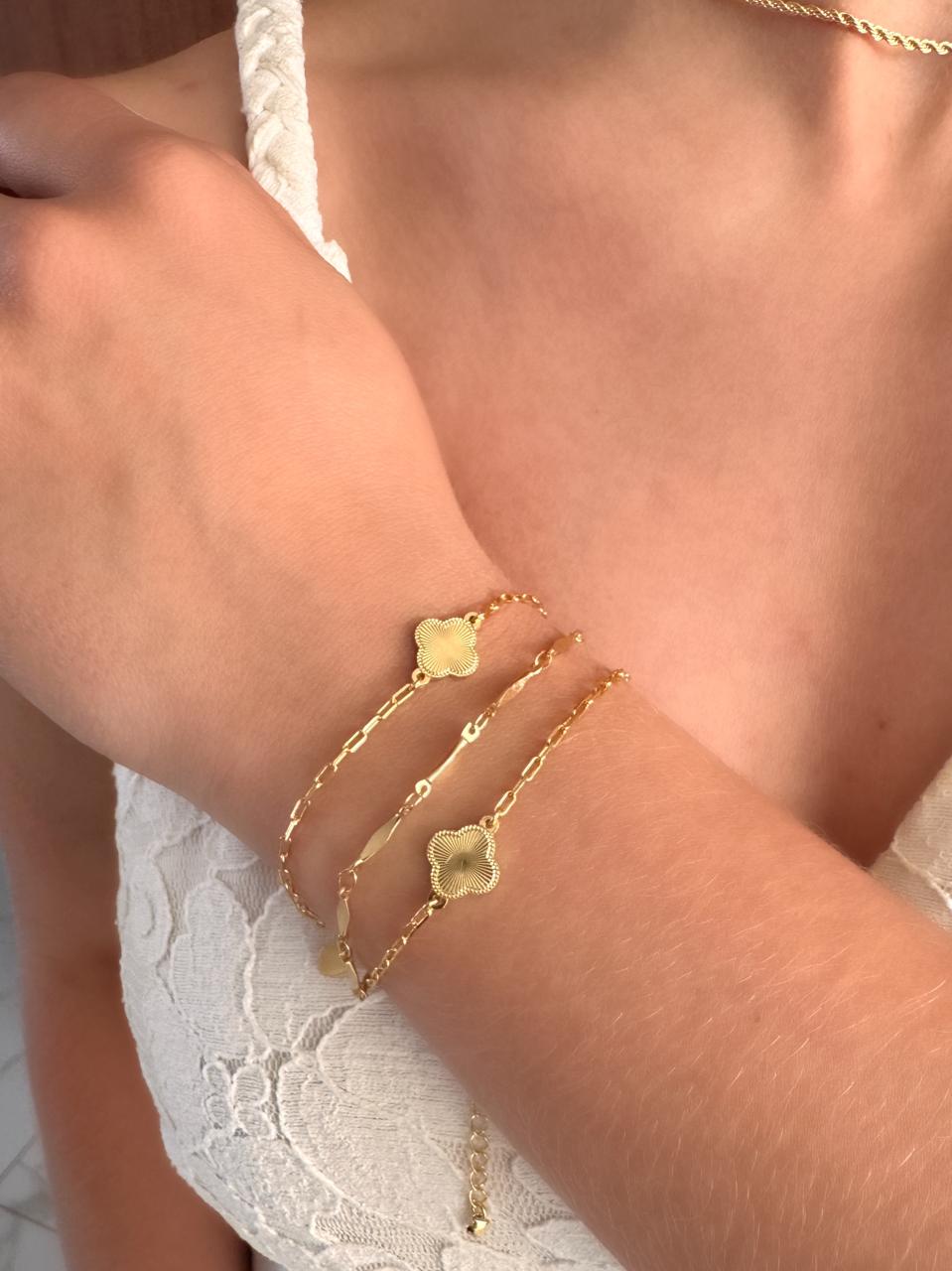 Pulseira elos losango liso folheada a ouro 18K