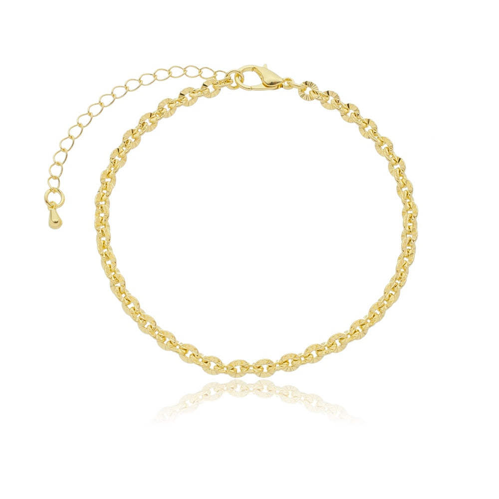 Pulseira elos frisado folheado a ouro 18k