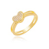 Anel 2 aros com coração folheado a ouro 18k