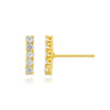 Brinco palito 5 pontos de zircônias folheado em ouro 18k