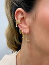 Piercing duplo de encaixe com gotinha folheado a ouro 18K