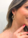 Anel 3 aros cravejados folheado a ouro 18K