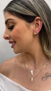 Colar Coração Longuete cravejado folheado a ouro 18K