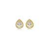 Brinco gota cravejado M folheado a ouro 18k