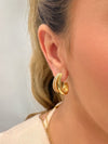 Brinco Meia argola 3 fileiras folheado a ouro 18K