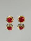 Brinco Rubi Cravejado folheado a ouro 18K