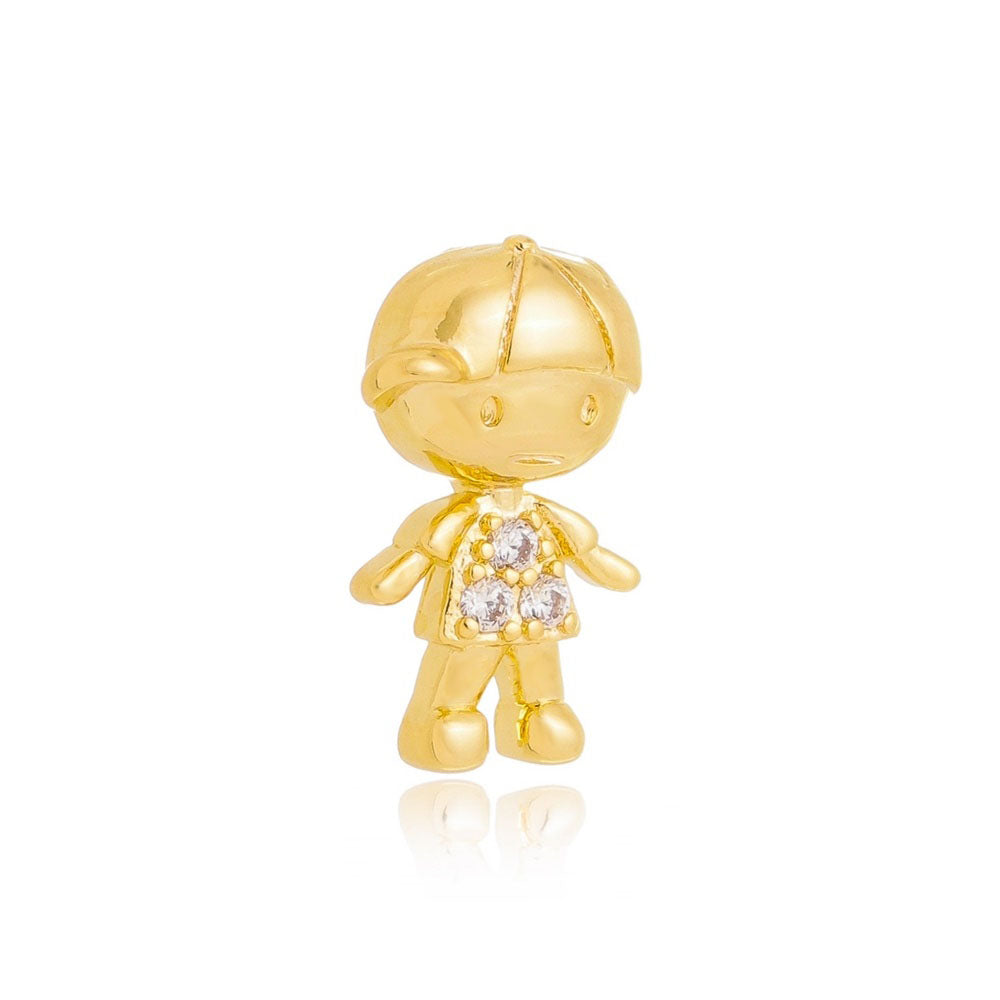 Pingente menininho de boné folheado a ouro 18k