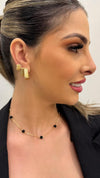 Brinco Argola Quadrada P frisada folheada a ouro 18K