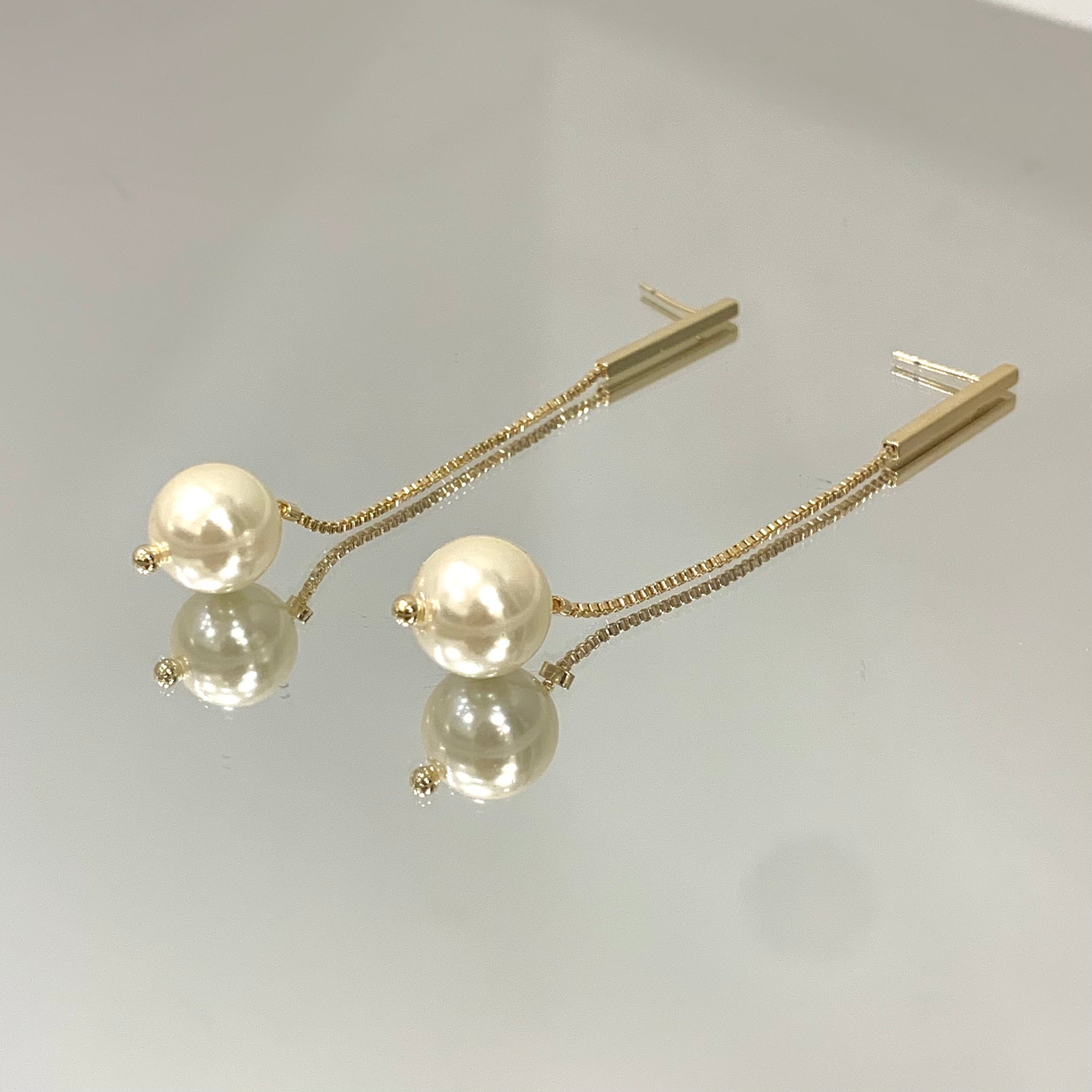 Brinco Pendente Pérola G folheado a ouro 18K