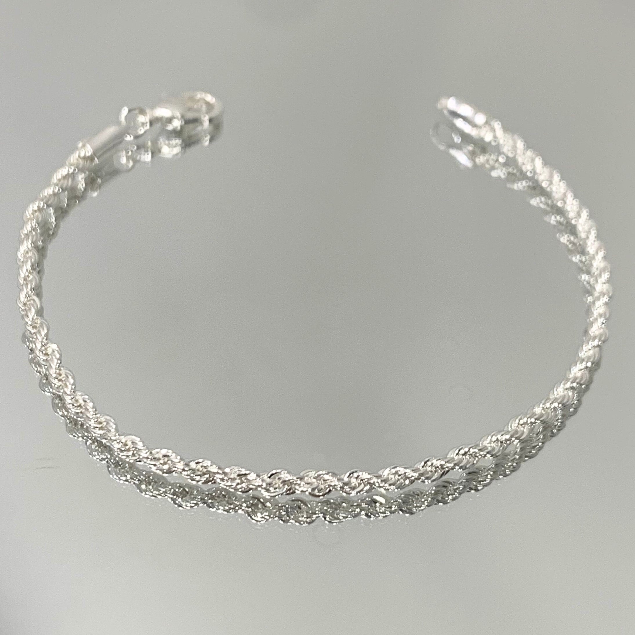 Pulseira Cordão Baiano fina folheada a prata