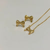 Conjunto Lacinho infantil folheado a ouro 18K