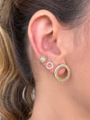 Brinco Meia esfera p cravejada folheado a ouro 18K